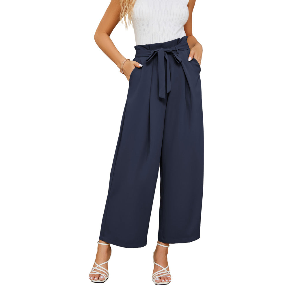 Jasambac Women Wide Leg Pants Casual Elastic High Waist Loose Fit Pants