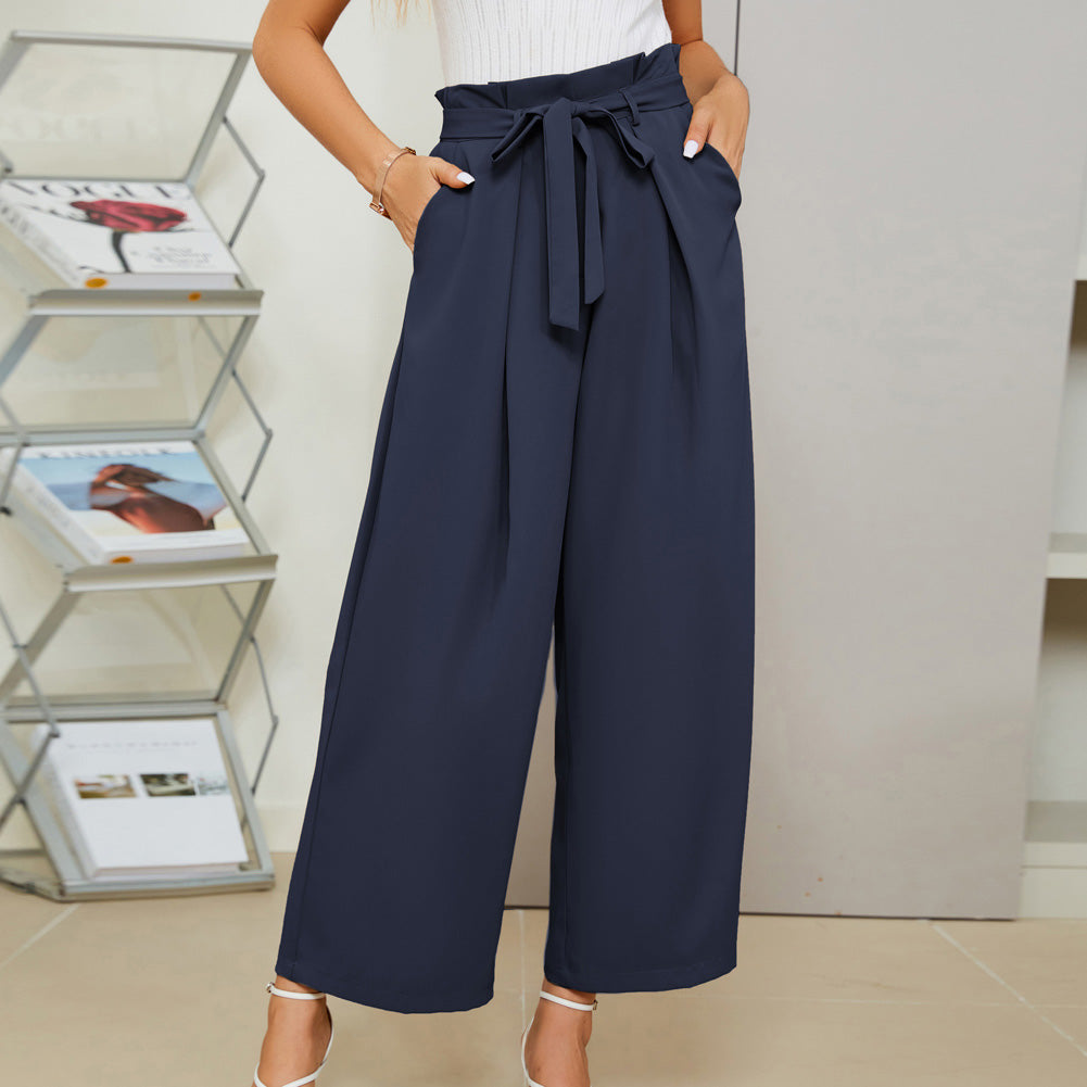 Jasambac Women Wide Leg Pants Casual Elastic High Waist Loose Fit Pants