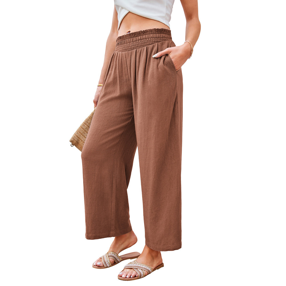 Jasambac Women Wide Leg Pants Casual Breathable High Waist Palazzo Pants