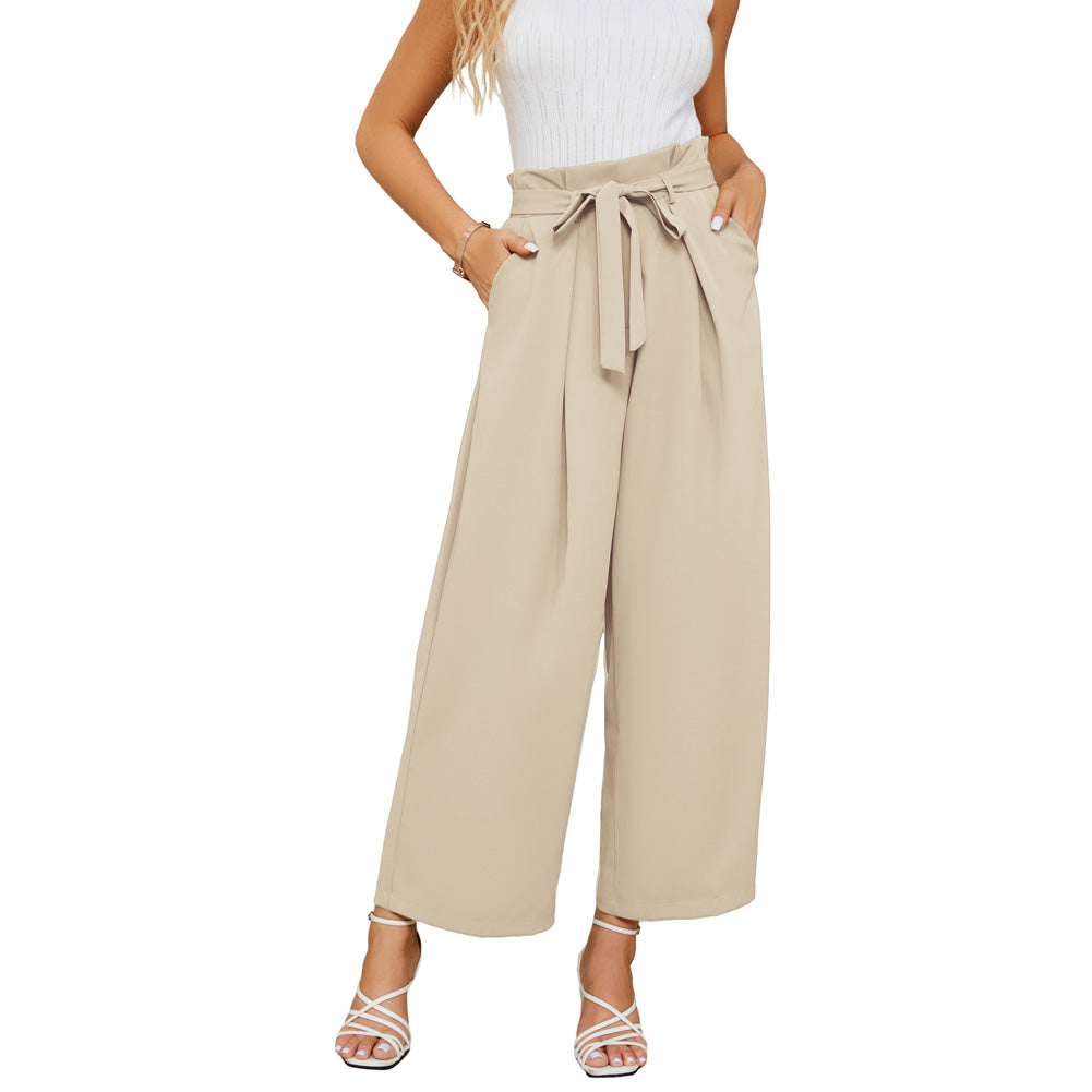 Jasambac Women Wide Leg Pants Casual Elastic High Waist Loose Fit Pants