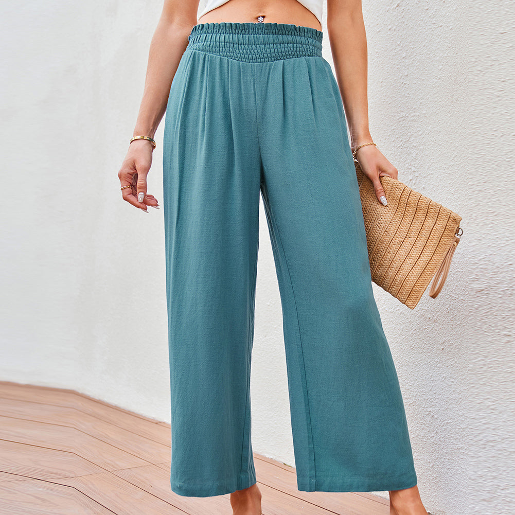 Jasambac Women Wide Leg Pants Casual Breathable High Waist Palazzo Pants