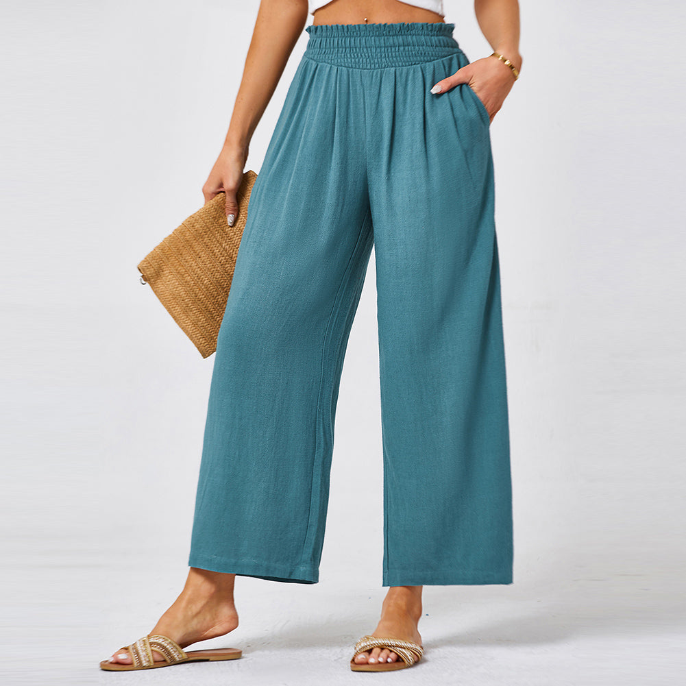 Jasambac Women Wide Leg Pants Casual Breathable High Waist Palazzo Pants