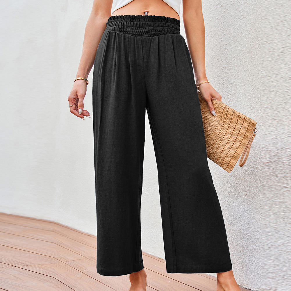 Jasambac Women Wide Leg Pants Casual Breathable High Waist Palazzo Pants