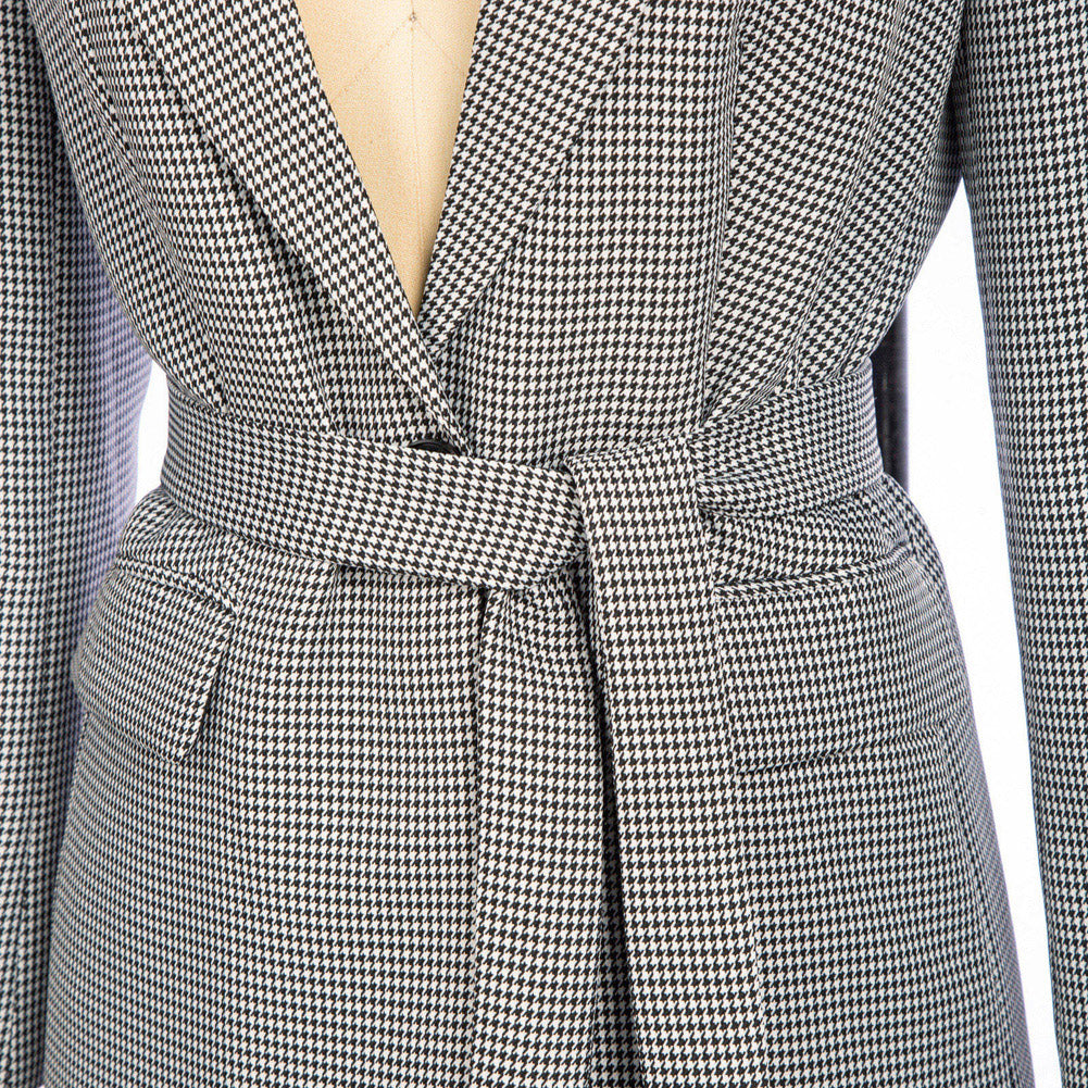 Jasambac Swallow Gird Pattern Blazer Coat OL Notch Lapel Coats for women