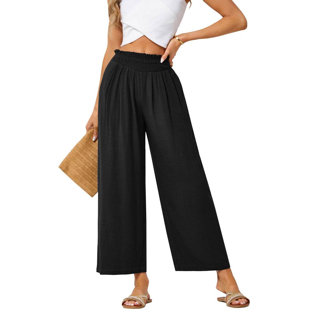 Jasambac Women Wide Leg Pants Casual Breathable High Waist Palazzo Pants