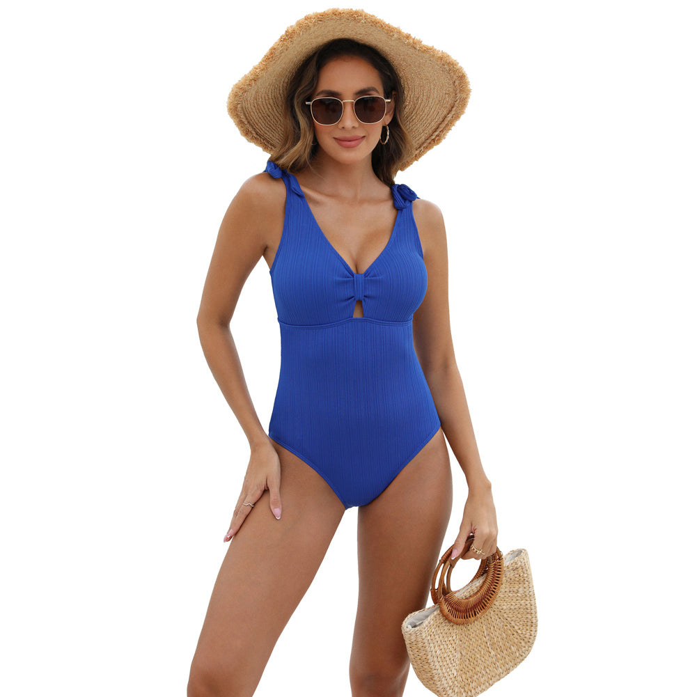 Jasambac Women Plunging Neck Bathing Suit Sleeveless V-Neck Padded Swimwear