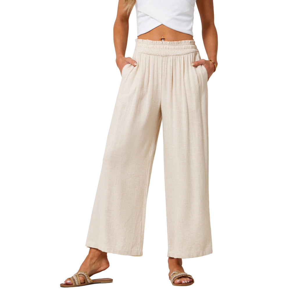 Jasambac Women Wide Leg Pants Casual Breathable High Waist Palazzo Pants