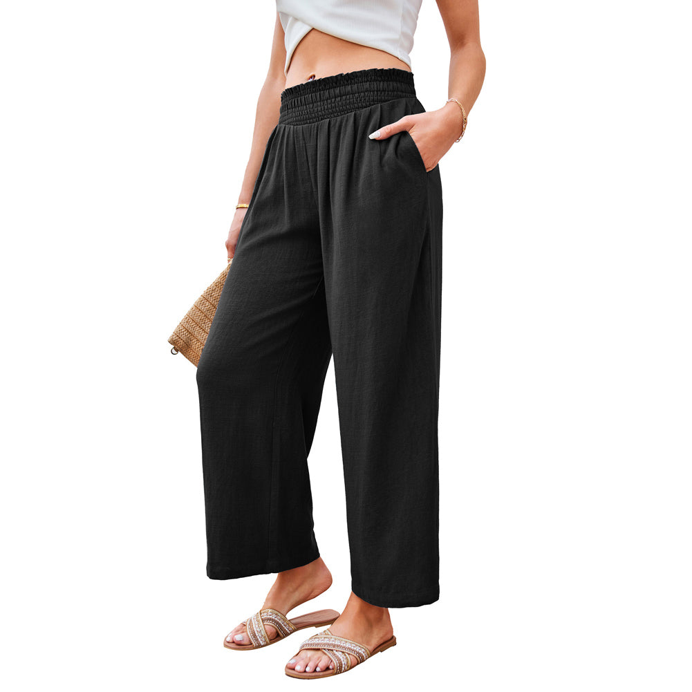 Jasambac Women Wide Leg Pants Casual Breathable High Waist Palazzo Pants