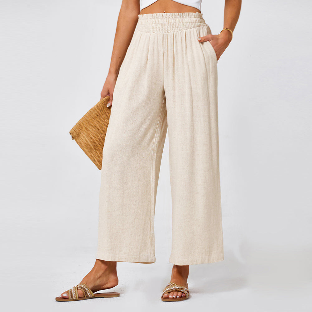 Jasambac Women Wide Leg Pants Casual Breathable High Waist Palazzo Pants