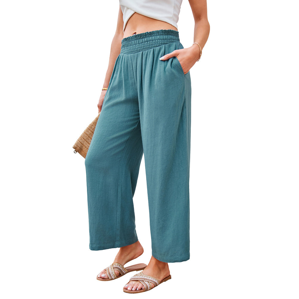 Jasambac Women Wide Leg Pants Casual Breathable High Waist Palazzo Pants