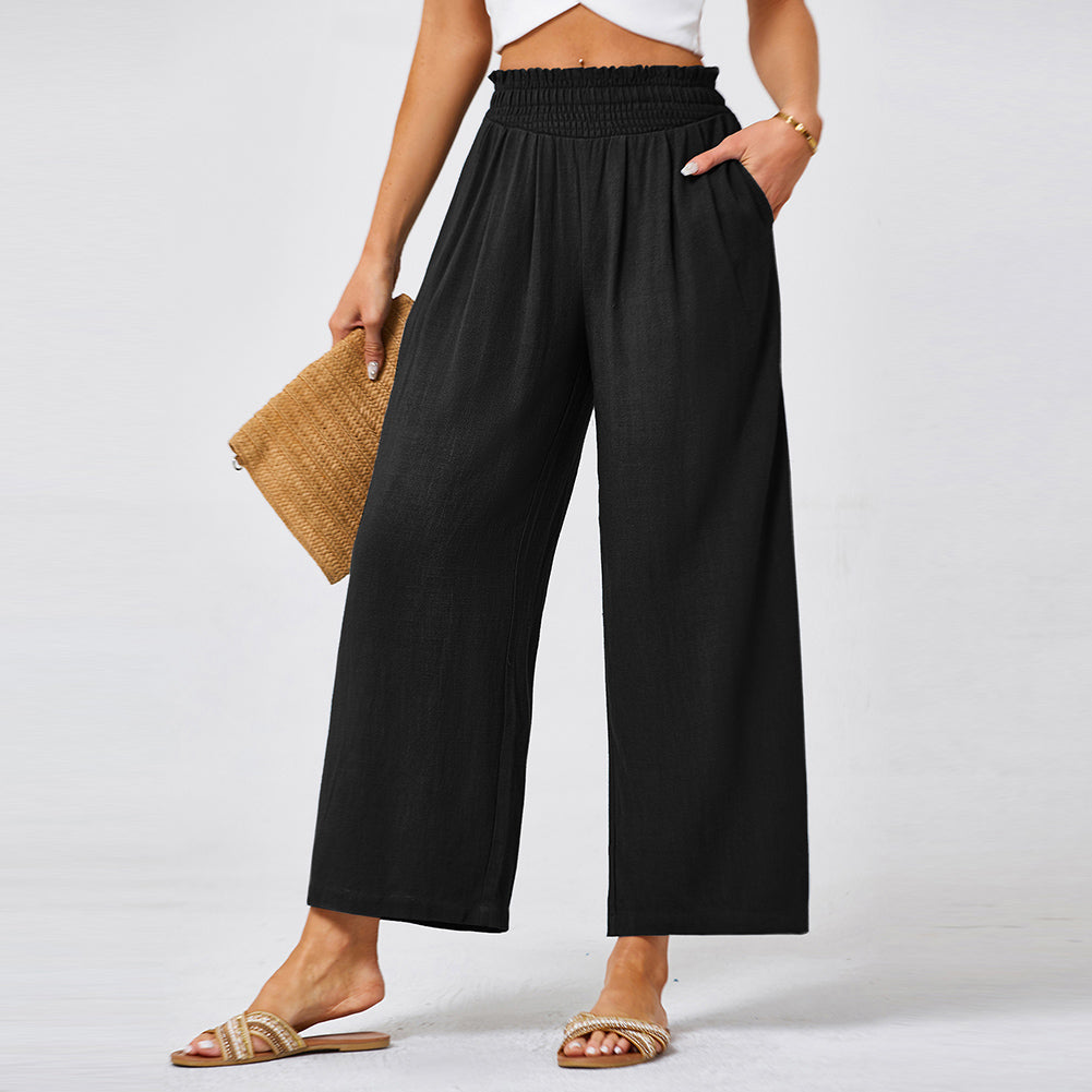 Jasambac Women Wide Leg Pants Casual Breathable High Waist Palazzo Pants