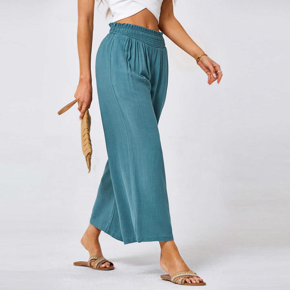 Jasambac Women Wide Leg Pants Casual Breathable High Waist Palazzo Pants