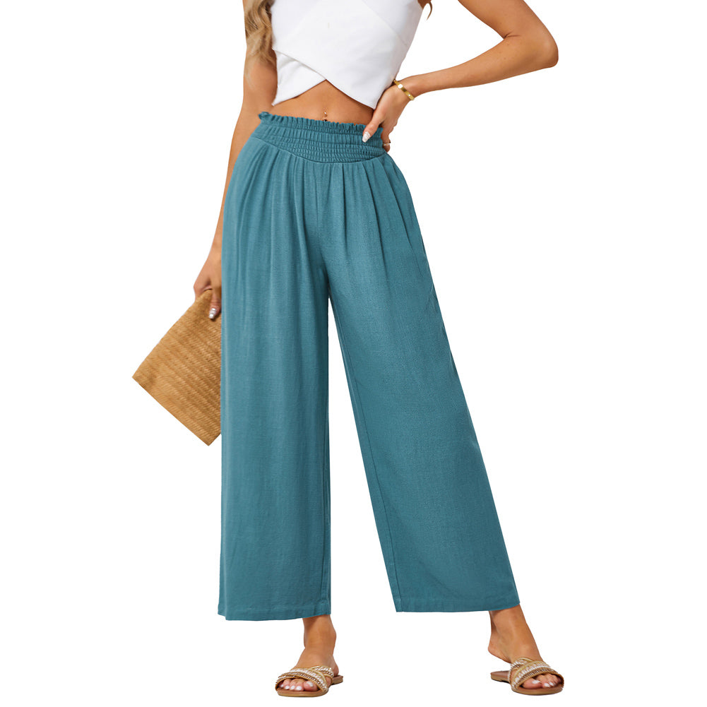 Jasambac Women Wide Leg Pants Casual Breathable High Waist Palazzo Pants