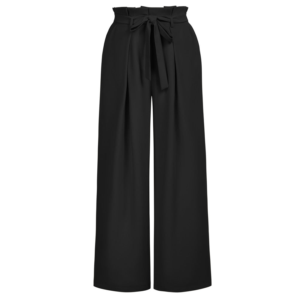 Jasambac Women Wide Leg Pants Casual Elastic High Waist Loose Fit Pants